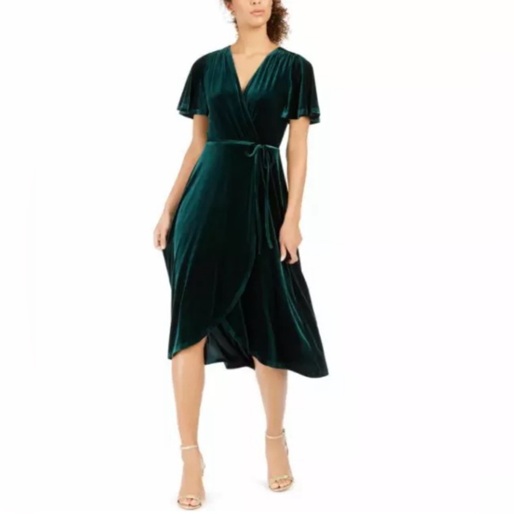 Vince Camuto Evergreen Velvet faux wrap dress